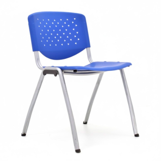 Silla Fija De Visita Prisma Azul Tubo Gris Ofideas