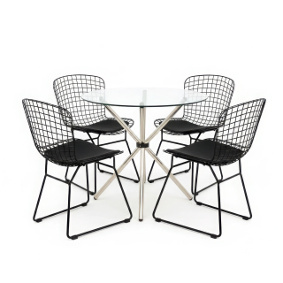 Juego De Comedor Deco Negro 4 Asientos Ofideas
