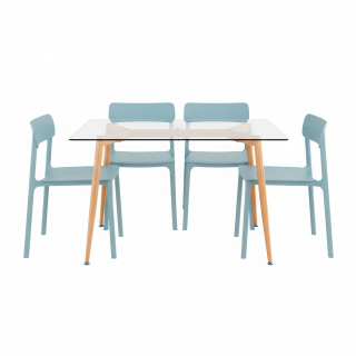 Juego De Comedor Plane Azul 4 Asientos Ofideas