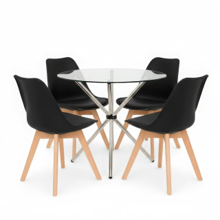 Juego De Comedor Vitta Negro 4 Asientos Ofideas