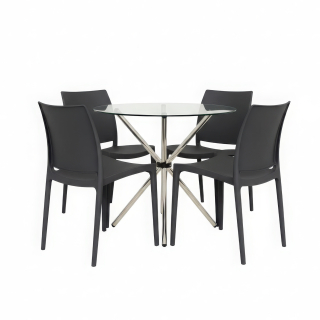 Juego De Comedor Domus Negro 4 Asientos Ofideas