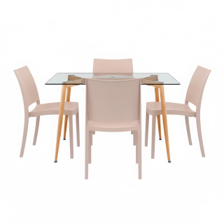 Juego De Comedor Habitad Arena 4 Asientos Ofideas