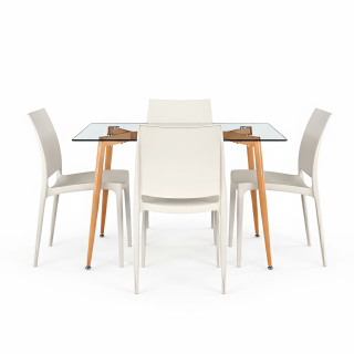 Juego De Comedor Habitad Blanco 4 Asientos Ofideas