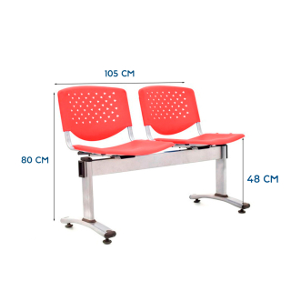 Banqueta De Espera Prisma Rojo 2 Asientos Eg Ofideas