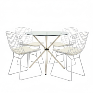 Juego De Comedor Deco Blanco 4 Asientos Ofideas