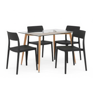 Juego De Comedor Plane Negro 4 Asientos Ofideas