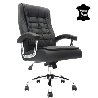 Silla Ergonómica Shiny Xh Cuero Ovino Negro Ofideas