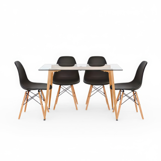 Juego De Comedor Frama Negro 4 Asientos Ofideas