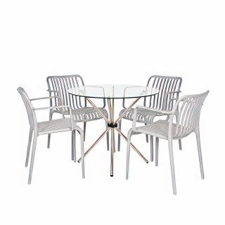 Juego De Comedor Lorva Gris 4 Asientos Ofideas