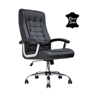Silla Ergonómica Shiny Xh Cuero Ovino Negro Ofideas