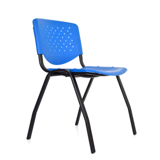 Silla Fija De Visita Prisma Azul Tubo Negro Ofideas