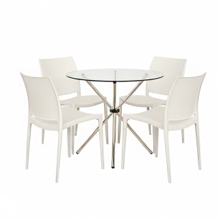 Juego De Comedor Domus Blanco 4 Asientos Ofideas