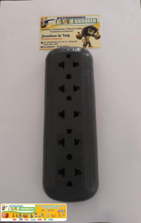 TOMA PARA EXTENCION DE 5 ENTRADAS C/TIERRA COLOR GRIS