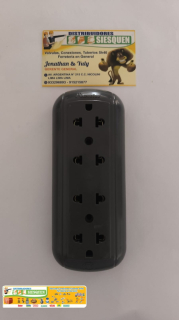 TOMA PARA EXTENCION DE 4 ENTRADAS C/TIERRA COLOR GRIS