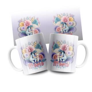 TAZA - SILUETAS Y FLORES MAMÁ