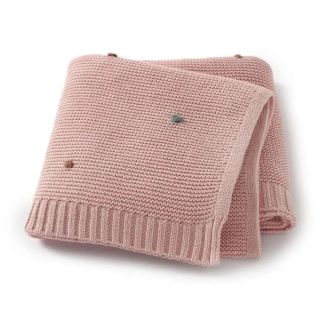 Manta tejida puntos palo rosa