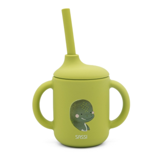 Taza con cañita de Silicona Sassi Cracky El Dinosaurio