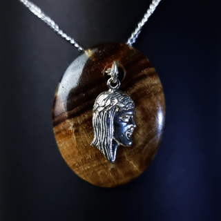 Colgante personalizable: Imagen de Jesus - Calcita Chocolate & Plata