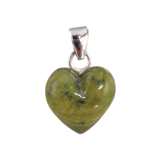 Colgante de Corazón de Serpentinita con plata