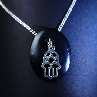 Colgante personalizable: HAMSA - Jade negro & Plata