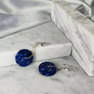 Aretes Orbita – Lápis lazuli en cadena