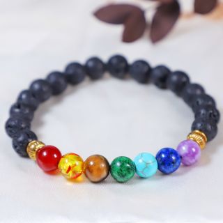 Brazalete 7 Chakras con Piedra volcanica