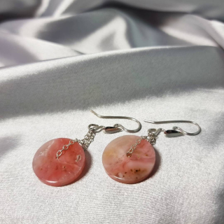 Aretes Órbita de Ópalo Rosado en Cadena de plata