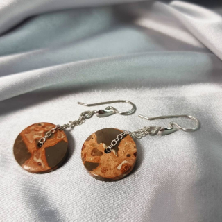 Aretes Órbita en Cadena de plata con Leopardita Peruana