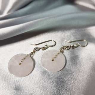 Aretes Órbita en Cadena de plata con Manganocalcita