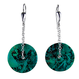 Aretes modelo Órbita con Crisocola tipo turquesa