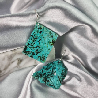 Aretes Crisocola – Diseño Mismatched (Pares Únicos)