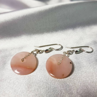 Aretes Órbita de Ópalo Rosado en Cadena de plata