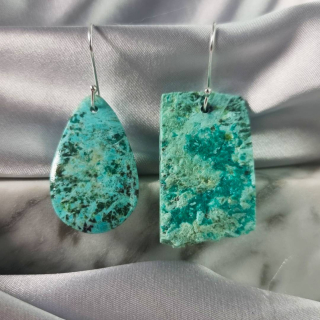 Aretes Crisocola – Diseño Mismatched (Pares Únicos)