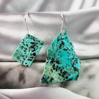 Aretes Crisocola – Diseño Mismatched (Pares Únicos)