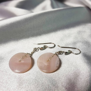 Aretes Órbita de Ópalo Rosado en Cadena de plata