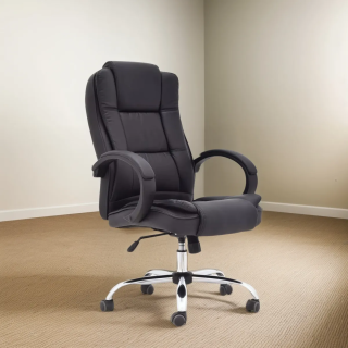 Silla Ergonómica Presidente Makro Cuero Negro