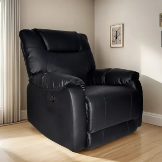 Sofá Relax King Reclinable Negro Cuero