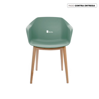 Silla Com Verde patas de Madera