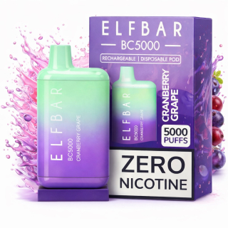 ELFBAR BC5000 Zero Nicotine Cranberry Grape – Frutal Intenso y Refrescante