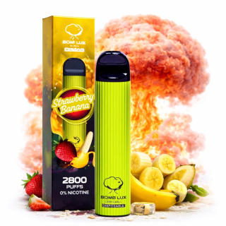 Vape BOMB LUX Strawberry Banana 2800 Puffs 0% Nicotine