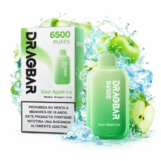 Vape DRAGBAR 6500 Puff Sour Apple Ice – Manzana Verde Helada