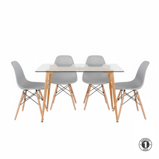 Juego De Comedor Frama Gris 4 Asientos Althea Confort