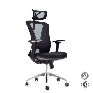 Silla Ergonómica Versalles Presidente Brazos 1D Aluminio Negro Althea Confort