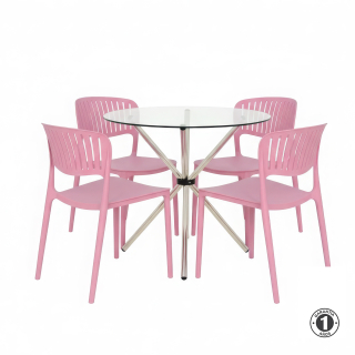 Juego De Comedor Atria Rosa 4 Asientos Althea Confort