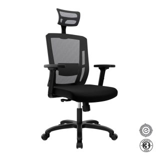 Silla Ergonómica Delphi II Presidente Syncro Brazos 1D Nylon Negro Althea Confort
