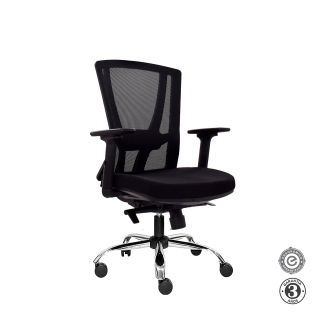 Silla Ergonómica Winner Gerente Brazos 1D Cromado Negro Althea Confort