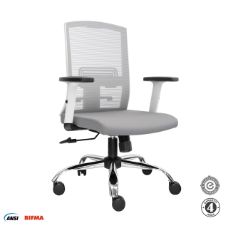 Silla Ergonómica Monk Semireclinable Gerente Cromado Gris Althea Confort
