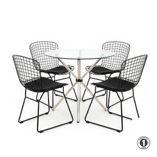 Juego De Comedor Deco Negro 4 Asientos Althea Confort