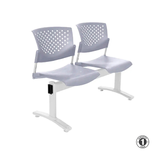 Tandem De Espera Butterfly Gris 2 Asientos Estructura Gris Althea Confort