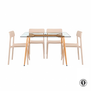 Juego De Comedor Plane Café 4 Asientos Althea Confort